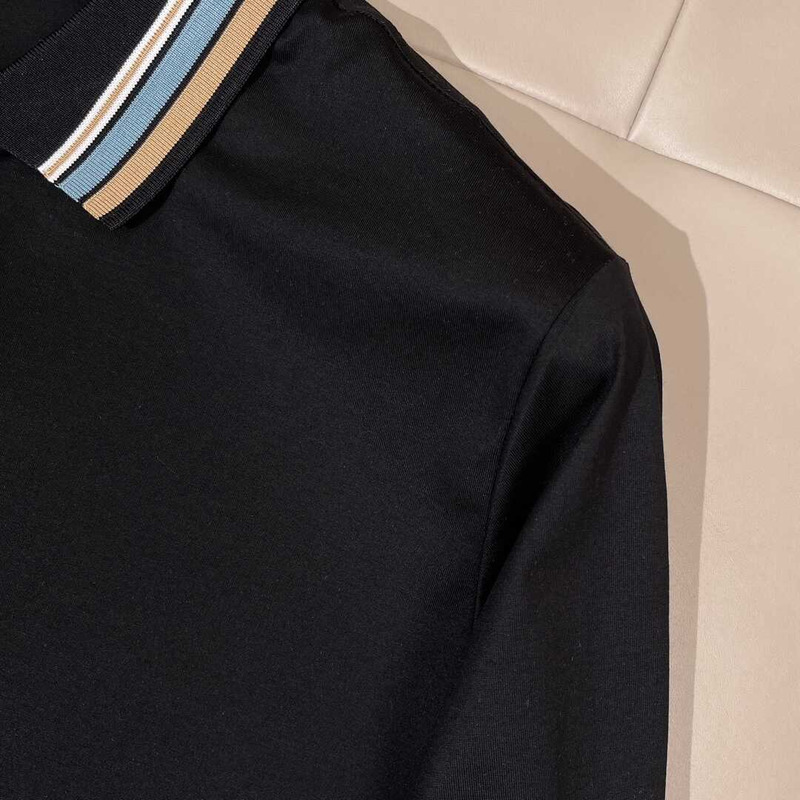 Loro piana Rainbow Stripe Detail Polo Shirt Black