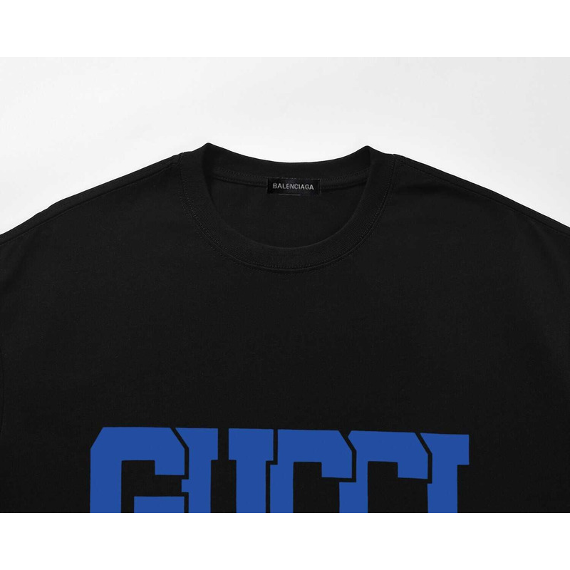 g*u*i & Ba*len*cia*ga logo printed t-shirt black