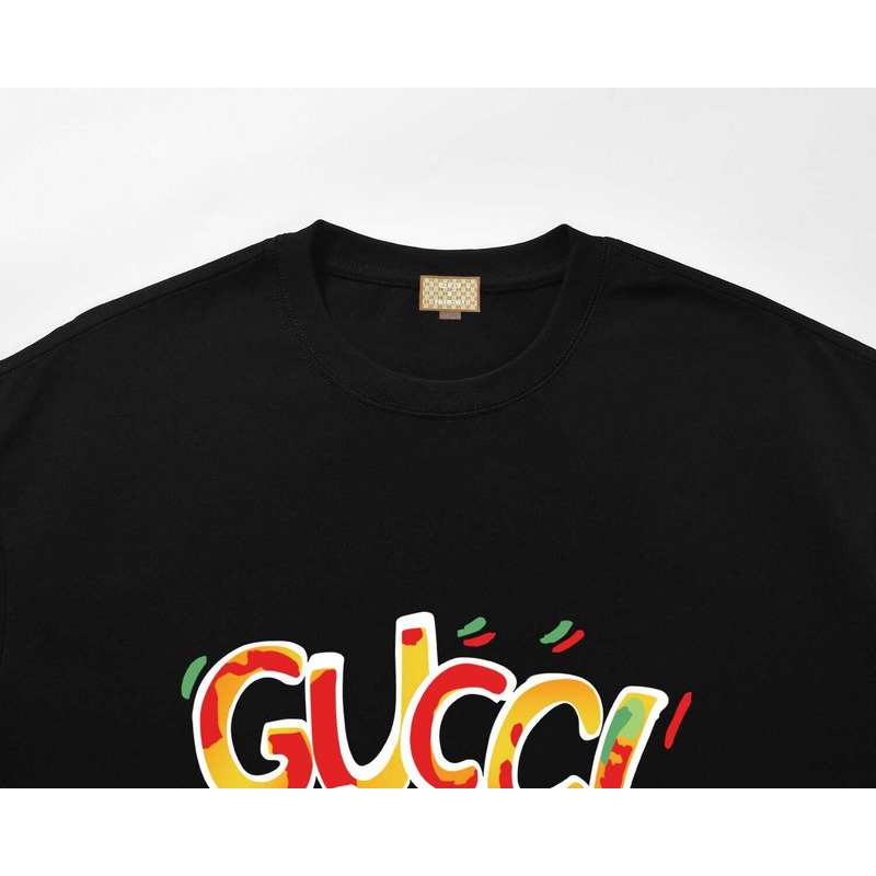 g*u*i & Ba*len*cia*ga logo printed t-shirt black