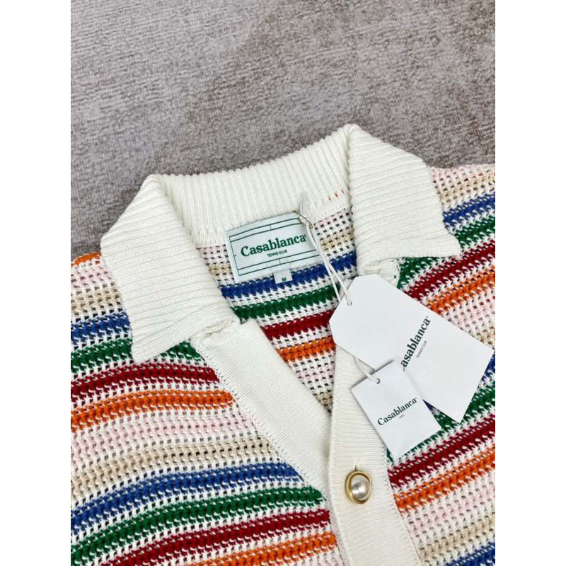 Casablanca Braid Striped Crochet-Knit Shirt  - Farfetch