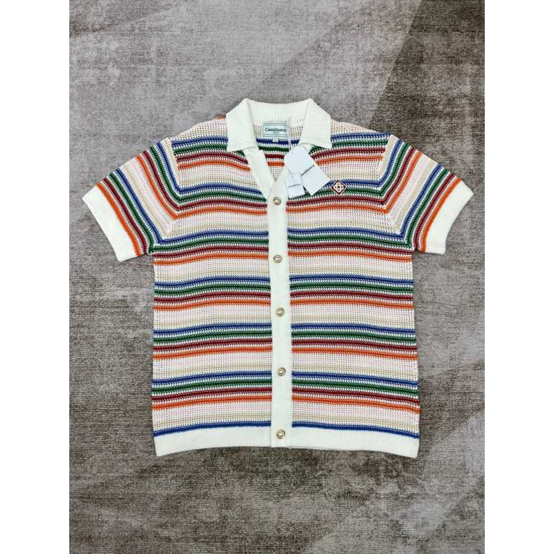 Casablanca Braid Striped Crochet-Knit Shirt  - Farfetch