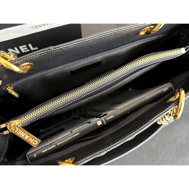 Ch*el caviar gst tote bag black