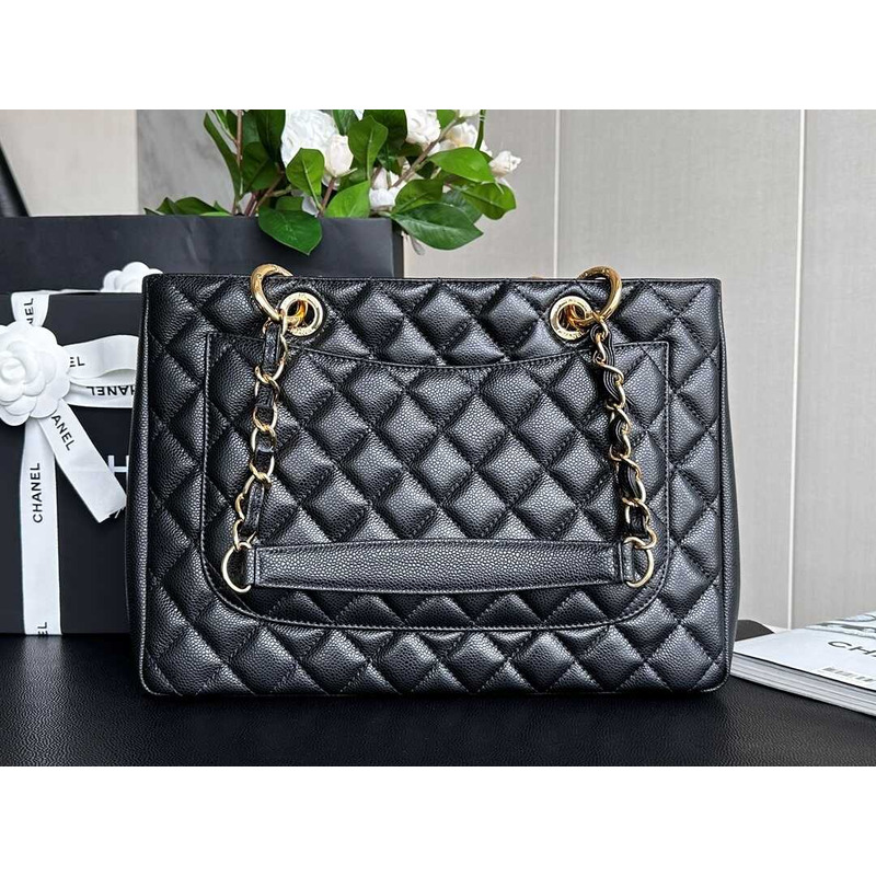 Ch*el caviar gst tote bag black