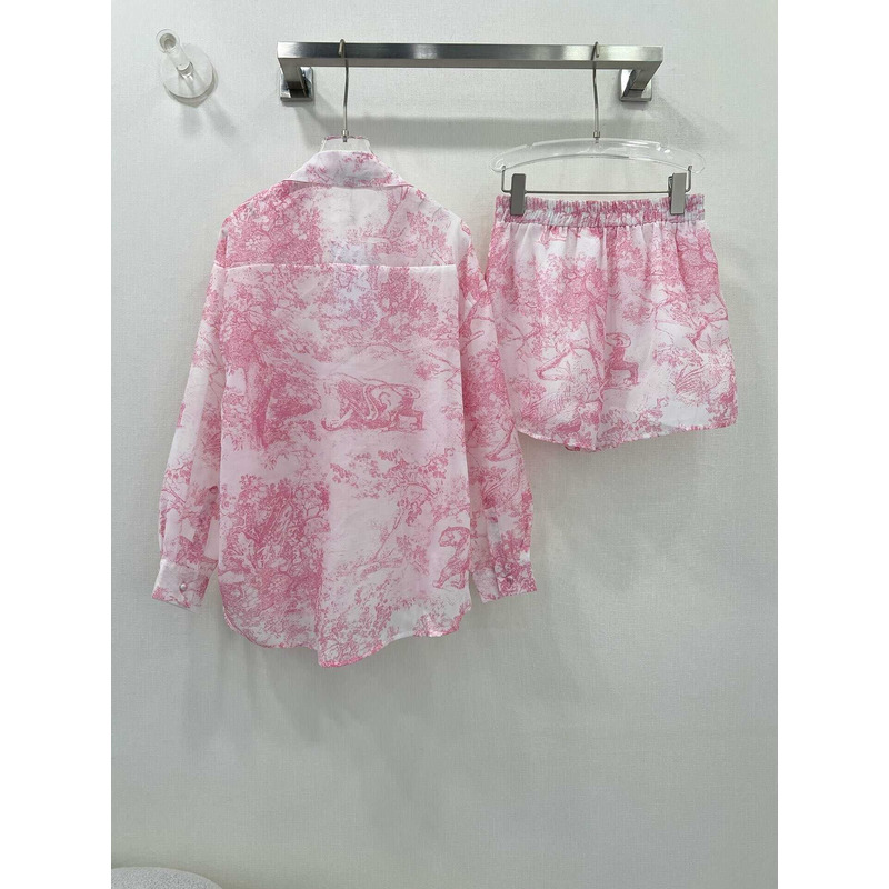 D*or cotton long blouse and shorts pink
