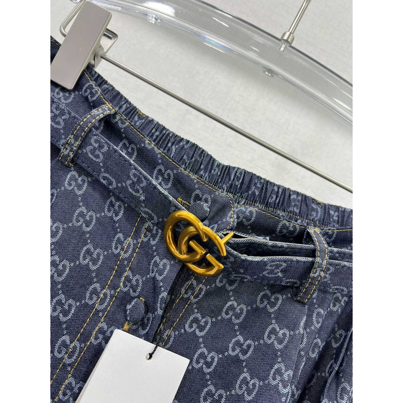 G*u*i washed organic denim skirt blue