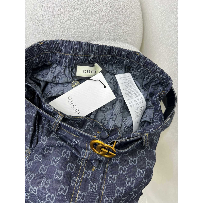 G*u*i washed organic denim skirt blue