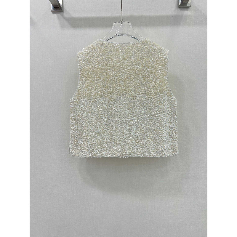 Ch*el sequin vest jacket white