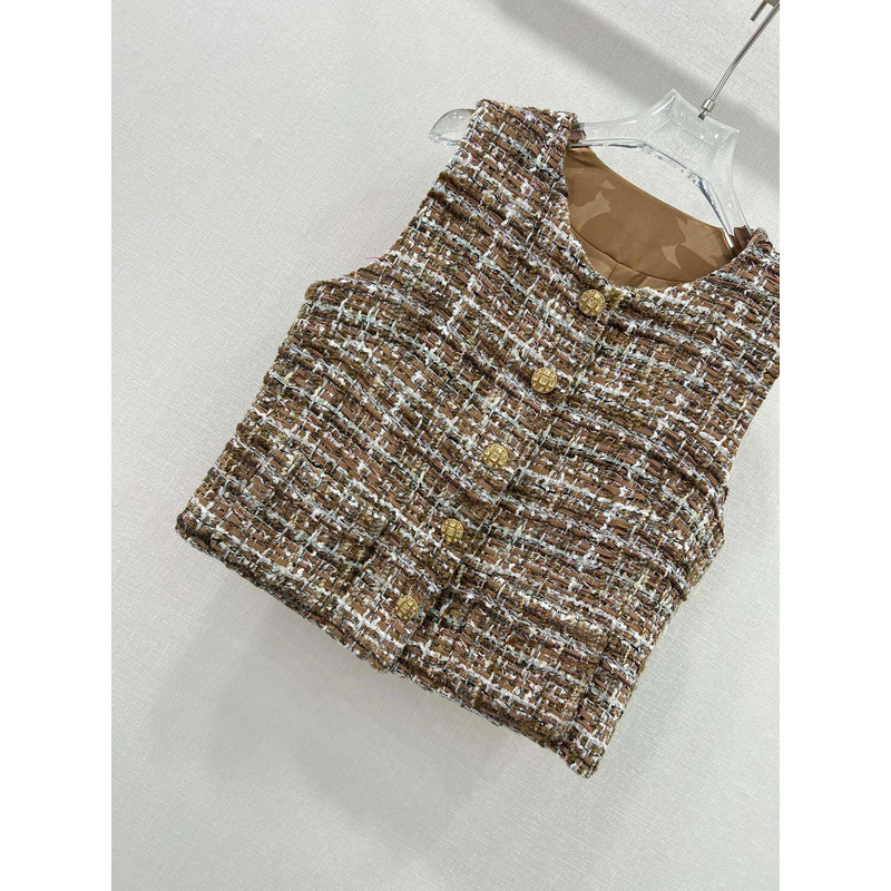 Ch*el tweed vest jacket multi color