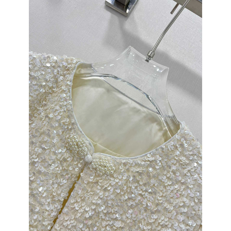 Ch*el pearl and sequin jacket white