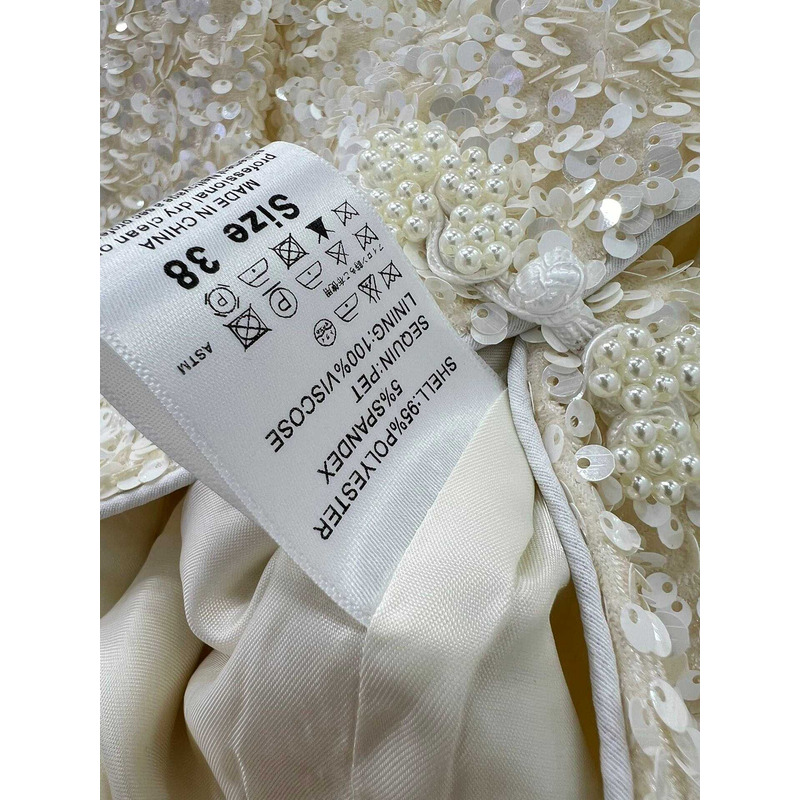 Ch*el pearl and sequin jacket white
