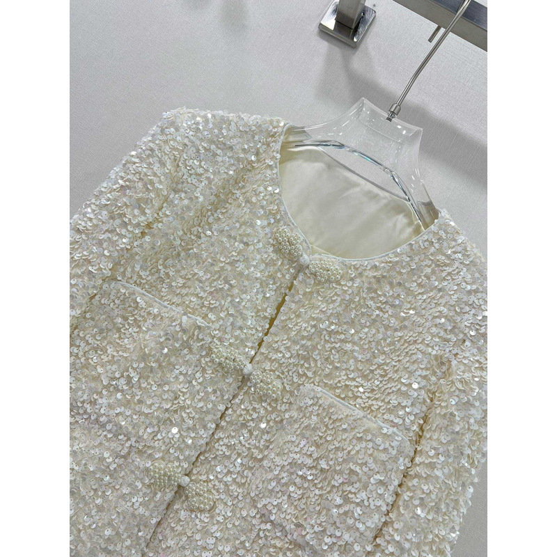 Ch*el pearl and sequin jacket white