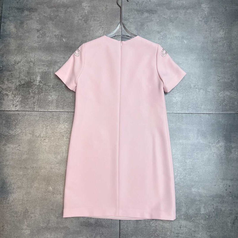 Valentino Embroidered Crepe Couture Short Dress Pink