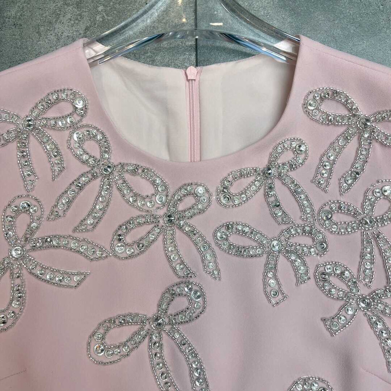 Valentino Embroidered Crepe Couture Short Dress Pink