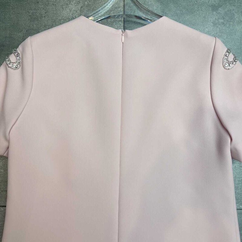 Valentino Embroidered Crepe Couture Short Dress Pink