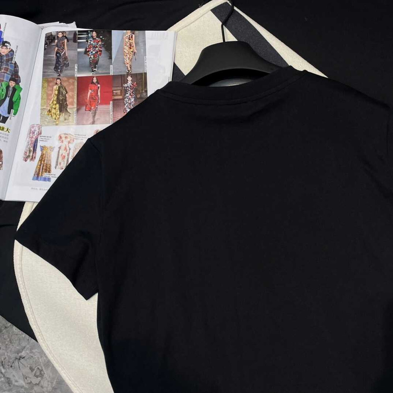 Miu Miu Embroidered Cotton T-shirt Black