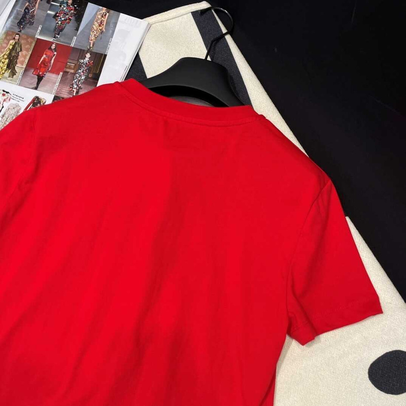 Miu Miu Embroidered Cotton T-shirt Red