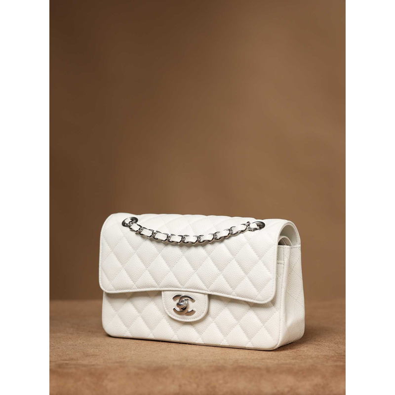 ch*el cc Di*m*nd-quilted shoulder bag white