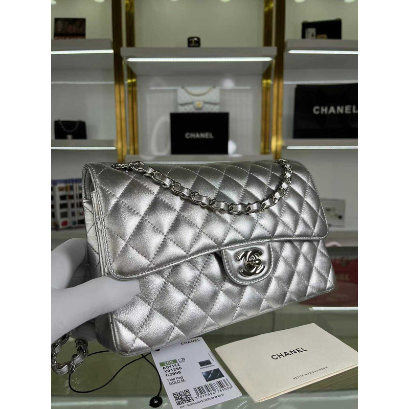 ch*el double flap Di*m*nd quilted jumbo grey bag