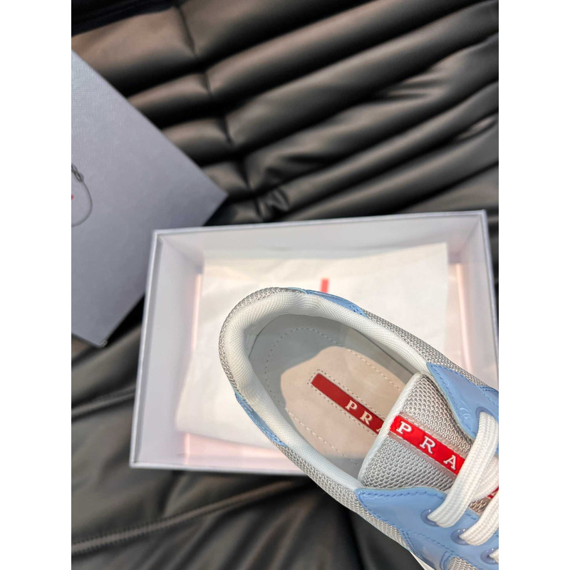 Pra*a americas cup patent leather and nylon sneakers light blue