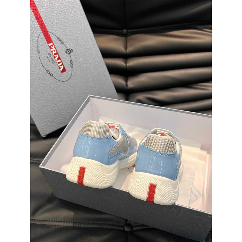 Pra*a americas cup patent leather and nylon sneakers light blue