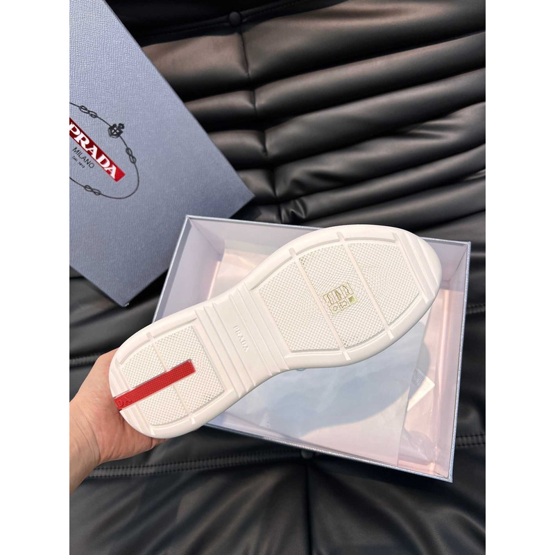 Pra*a americas cup patent leather and nylon sneakers light blue