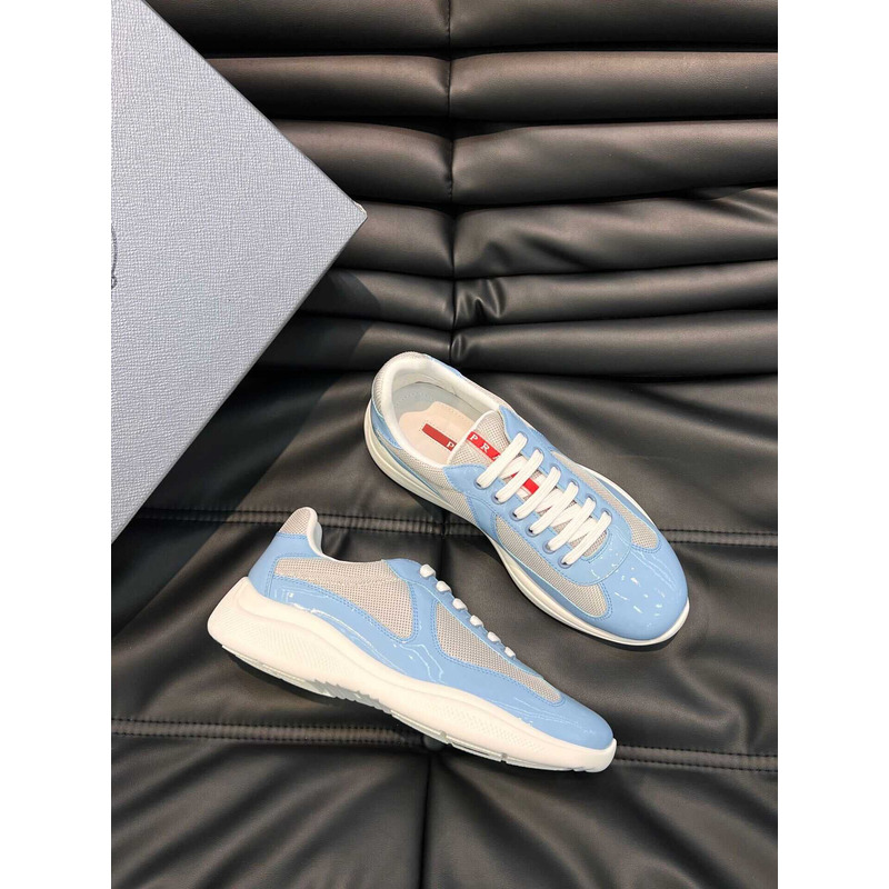 Pra*a americas cup patent leather and nylon sneakers light blue