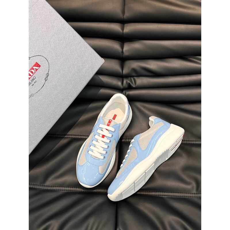 Pra*a americas cup patent leather and nylon sneakers light blue
