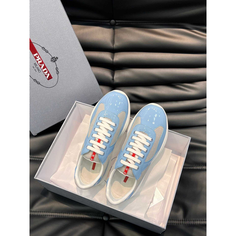 Pra*a americas cup patent leather and nylon sneakers light blue