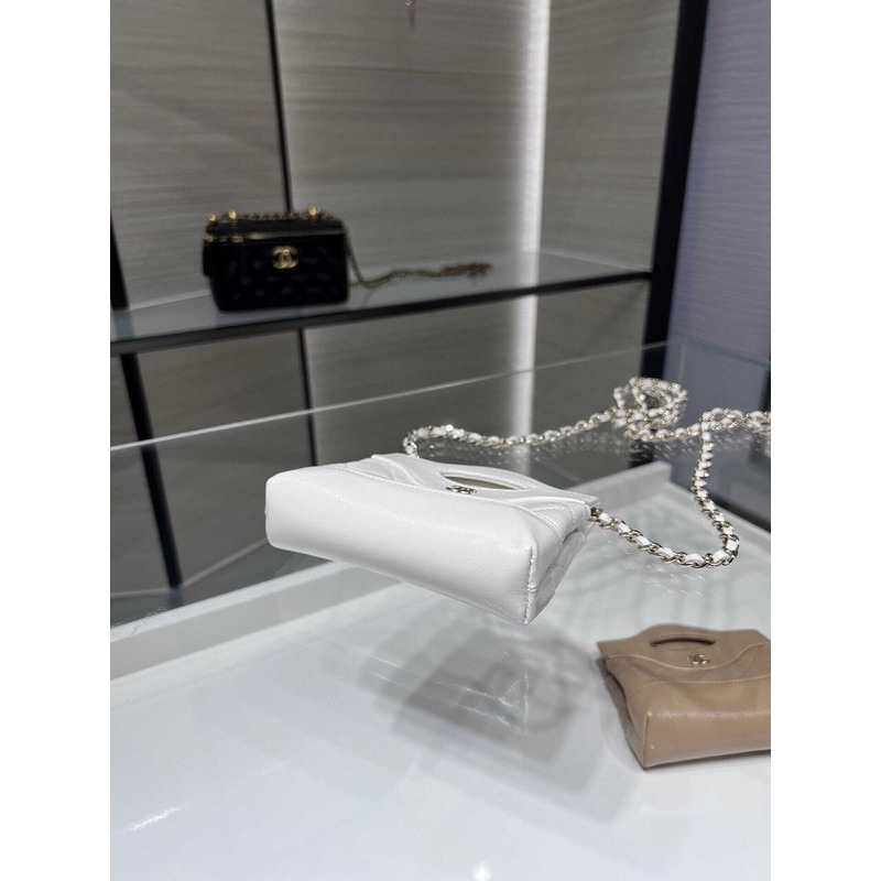 Ch*el nano 31 shopping bag glossy lambskin white