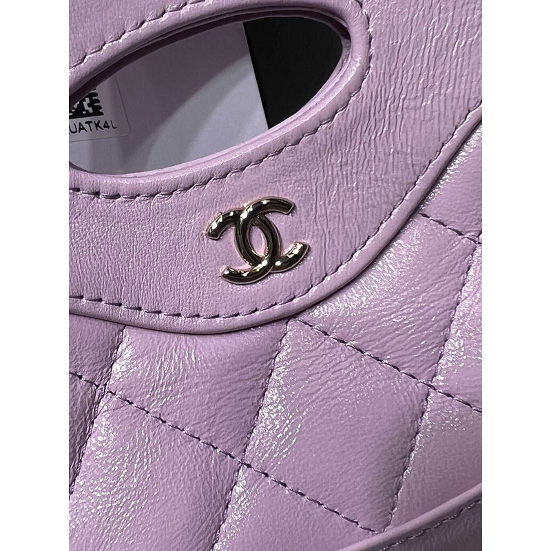 Ch*el nano 31 shopping bag glossy lambskin purple