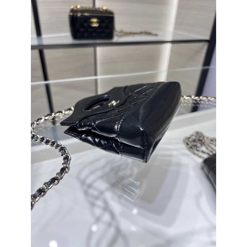 Ch*el nano 31 shopping bag glossy lambskin black