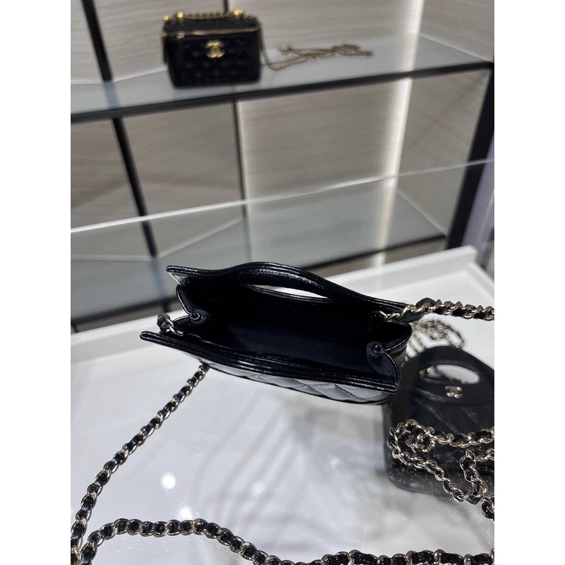 Ch*el nano 31 shopping bag glossy lambskin black