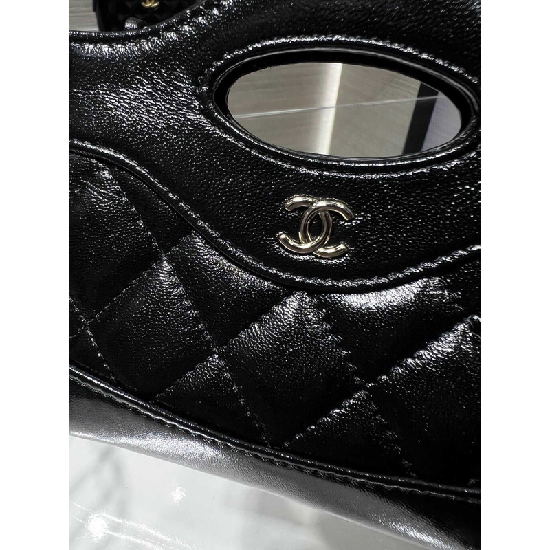 Ch*el nano 31 shopping bag glossy lambskin black