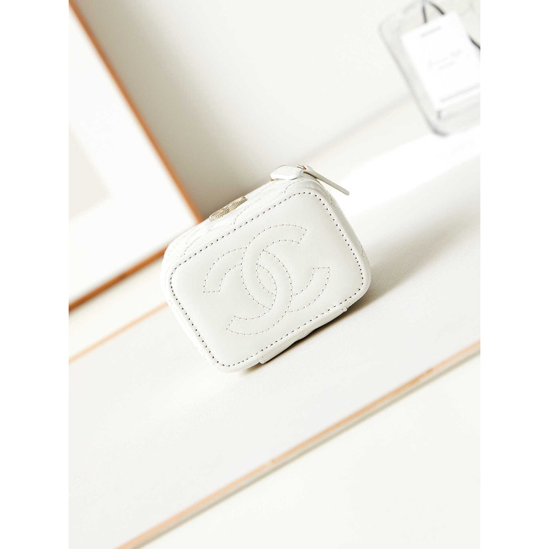 Ch*el mini make-up case bag in white