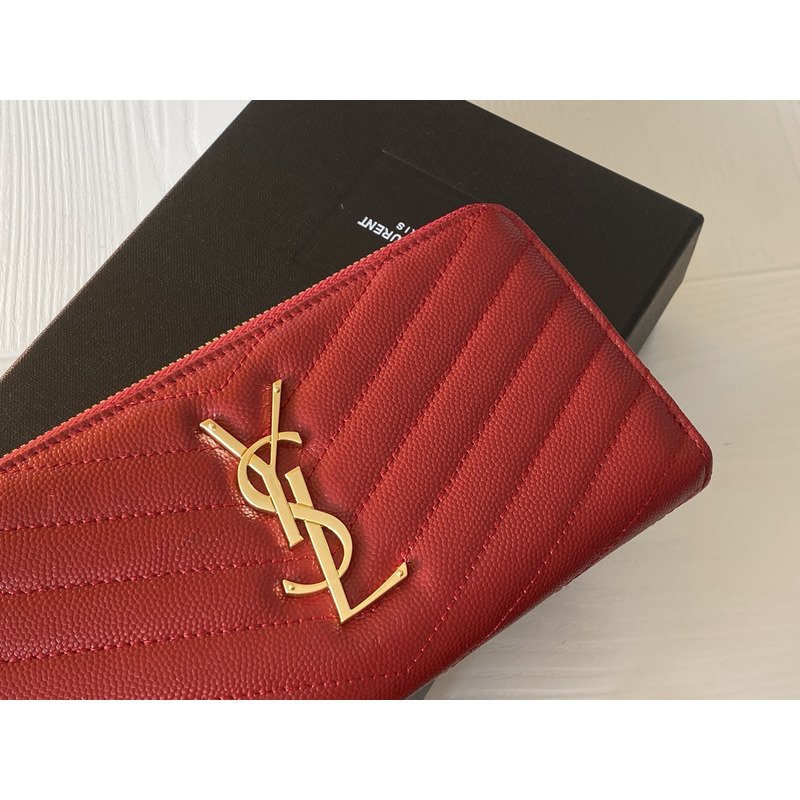 Saint Laurent Monogram Long Zipper Clip With Embossed