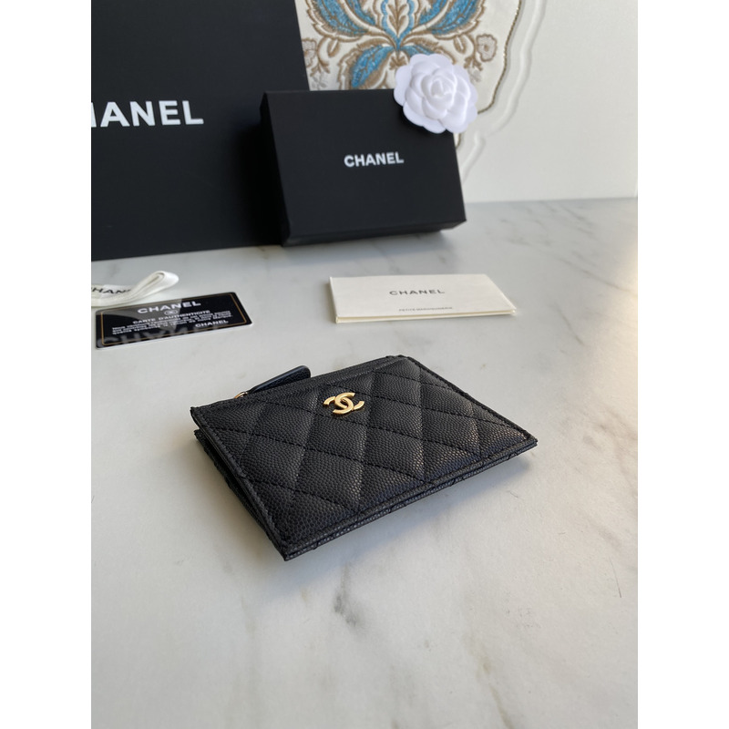 ch*el card holder quilted Di*m*nd lambskin black