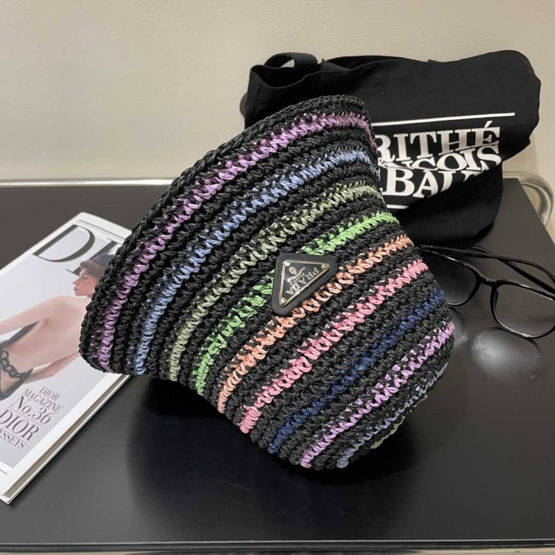 Pra*a woven fabric bucket hat in multicolor