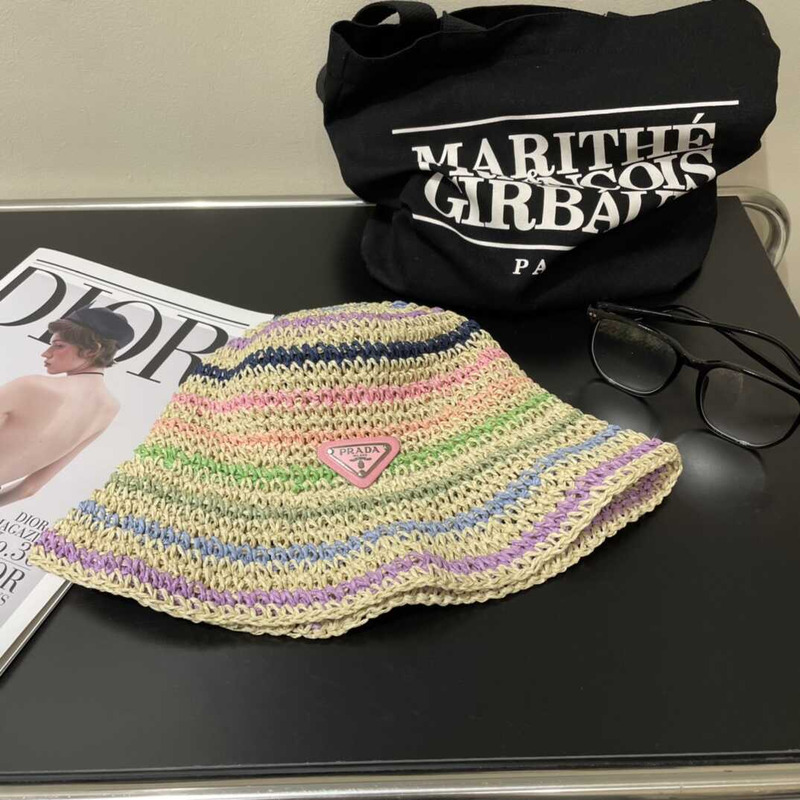 Pra*a woven fabric bucket hat in  multicolor