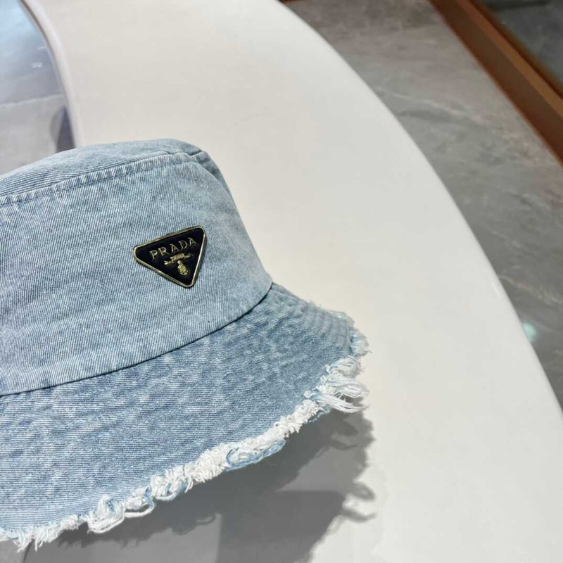 Pra*a denim bucket bag light blue