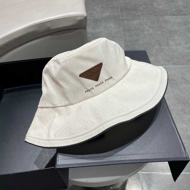 Pra*a bucket hat with bowknot white