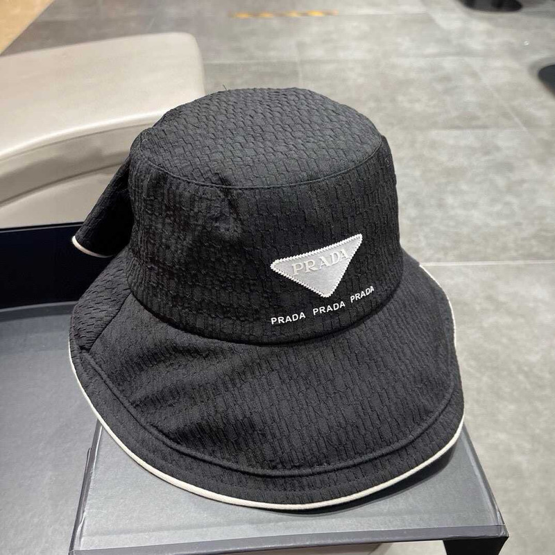 Pra*a bucket hat with bowknot black