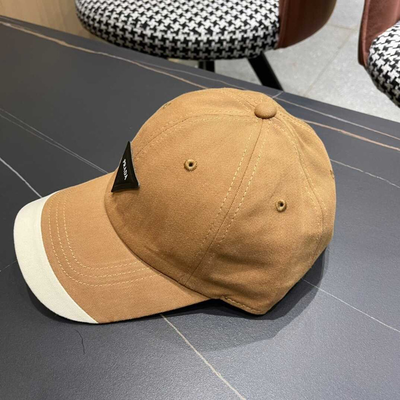 Pra*a  re-nylon baseball cap in white and brown