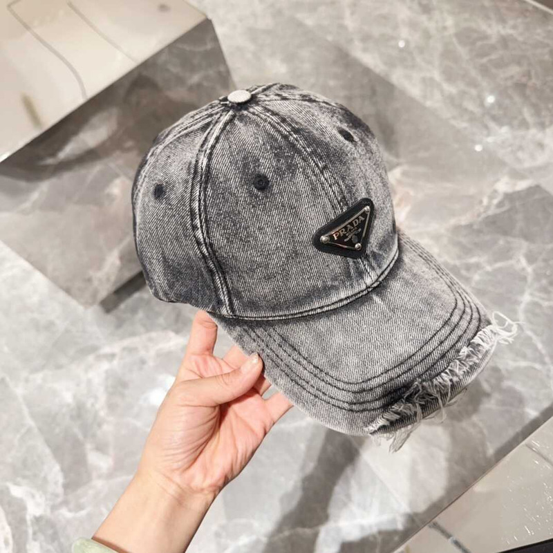 Pra*a denim baseball cap in grey