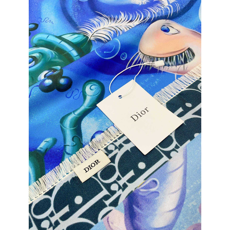 D*or neckerchief twill silk scarves in blue