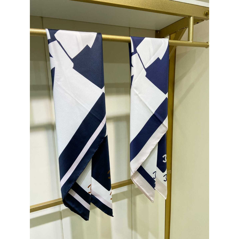 Ch*el square scarf in white and blue