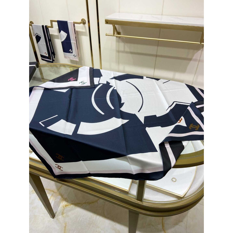 Ch*el square scarf in white and blue