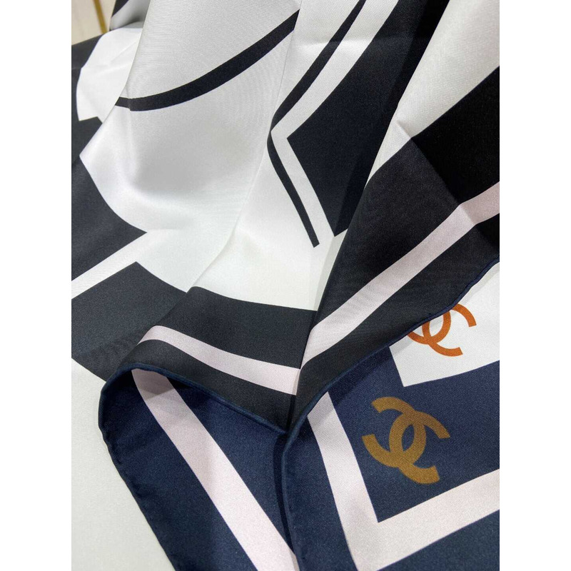 Ch*el square scarf in white and blue