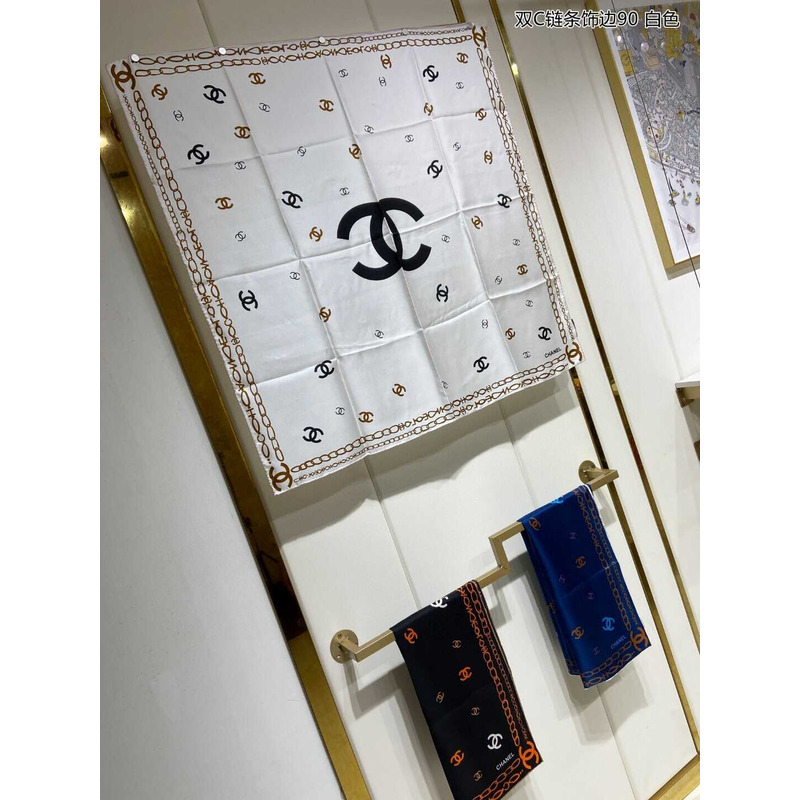 Ch*el square scarf in white