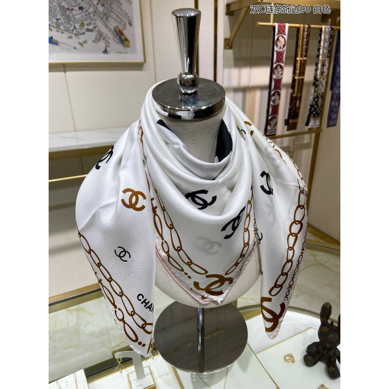 Ch*el square scarf in white