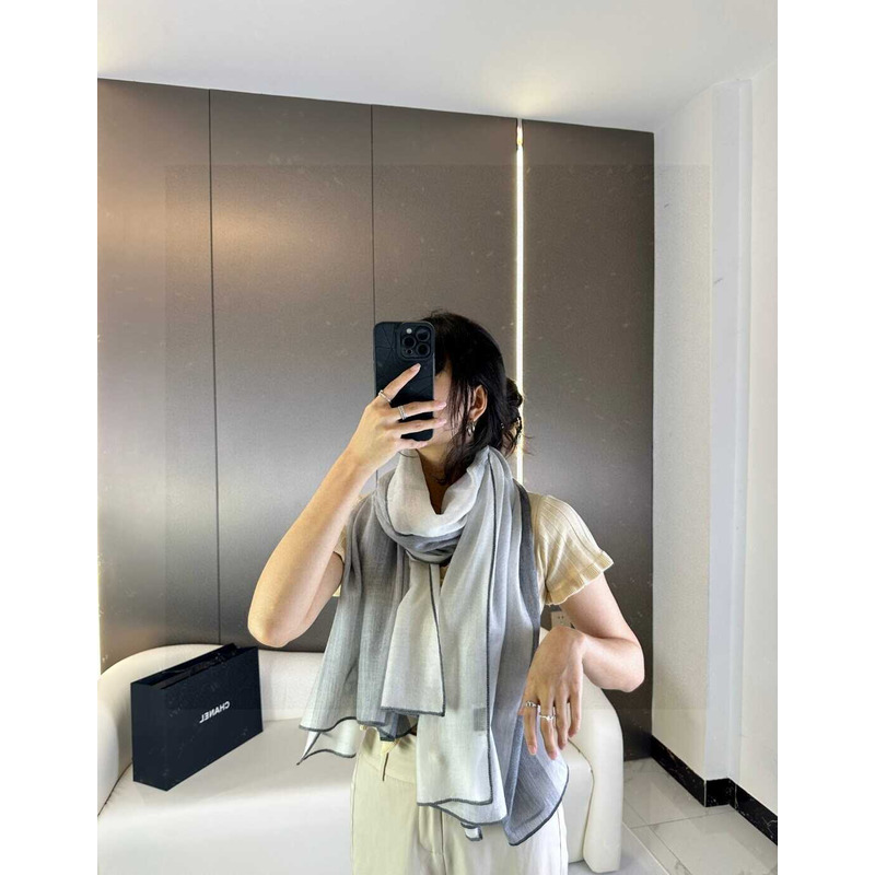 Ch*el cashmere scarf grey